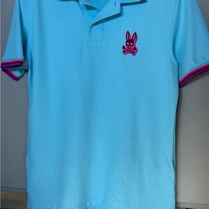 Psycho Bunny Aqua Polo with Purple Trim
